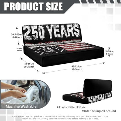 American Flag RV Dinette Cushion Covers Stretch Sofa Seat Slipcovers Washable Loveseat Sofa Furniture Protector Include 1 Bench & 1 Backrest Cover - color: 250 Years American Flag