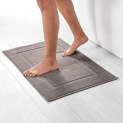 Amazon Basics Banded Bathroom Bath Rug Mat, Machine Washable, 100% Cotton, 31" x 20", Light Gray - color: Light Gray, size: 20 x 31 inches