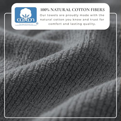 Great Bay Home Turkish Cotton 6 Piece Towel Set - Absorbent, Quick-Drying, Ribbed Bath Towels for Bathroom - Zero-Twist Fibers (Midnight Tide) - color: Midnight Tide