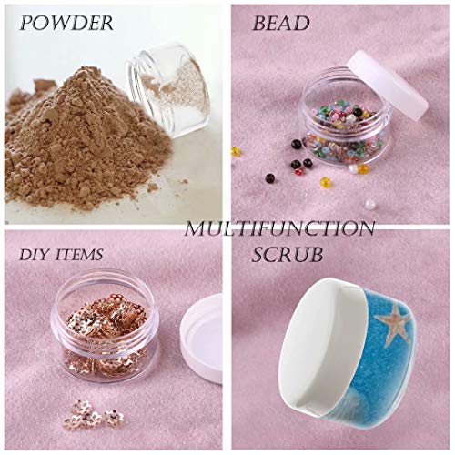 5 Gram Sample Containers with Lids, Mini Makeup Containers, Empty Plastic Travel Cosmetic Containers with Labels(50 Count, White Lid) - color: White