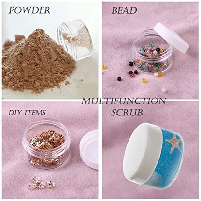 5 Gram Sample Containers with Lids, Mini Makeup Containers, Empty Plastic Travel Cosmetic Containers with Labels(50 Count, White Lid) - color: White