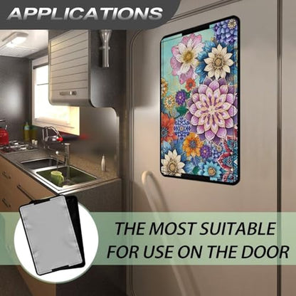 Boho Camper Blackout Shade Mandala Flower RV Window Shade Cover 25 X 16 Rectangular Foldable Travel Trailer Door Window Shade RV Accessories - color: Boho Mandala Flower