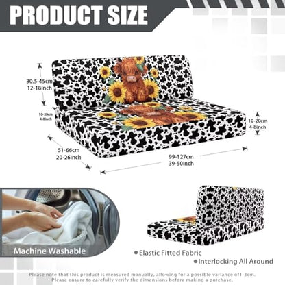 Highland Cow Print RV Dinette Cushion Covers Universal Sunflower RV Stretch Sofa Seat Slipcovers 2 Pack with 1 Bench Cover and 1 Backrest Cover Camper Accessories for Inside - color: Highland Cow Print