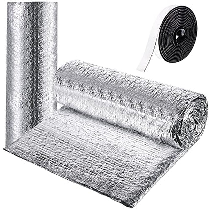 Frienda Rv Window Reflective Insulation Roll 35.8inch*10ft Double Aluminum Foil Heat Bubble Thermal Window Shade Door Cover Blackout for Garage Roof Travel Camper Skylight Shield - size: 35.8inch*10f