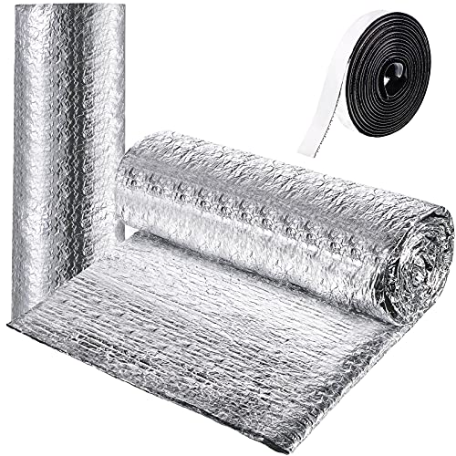 Frienda Rv Window Reflective Insulation Roll 35.8inch*10ft Double Aluminum Foil Heat Bubble Thermal Window Shade Door Cover Blackout for Garage Roof Travel Camper Skylight Shield - size: 35.8inch*10f