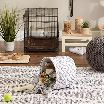 Bone Dry Pet Storage Collection Lattice Paw Print, Small Round, White/Gray - color: White/Gray, size: Small Round