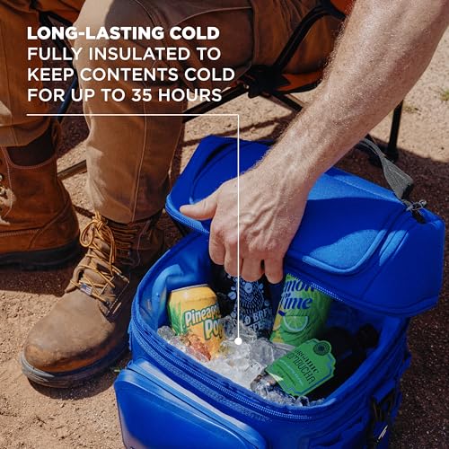 Coleman Pro 24-Can Premium Soft Cooler Lunchbox, Fully Insulated Lid & Body Stays Cold up to 35 Hours, Great for Camping, Tailgating, Parties, Sports, Concerts, Lunches & More - color: Neptune, style: 24-Can