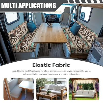 Rv Dinette Cushion Covers - Aztec Brown Cow Print Lightweight Furniture Protector for Rv Camper Car Bench Cover - Rv Couch Cover Replacement for Rv Camper - color: Aztec Brown Cow Print