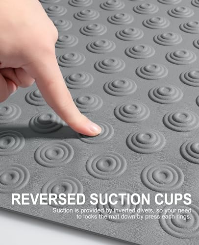OTHWAY Bathtub Mat Non Slip, 39X16 inch Bath Mat for Tub, Machine Washable Bath Tub Mats with Reverse Suction Cups, Comfortable Rubber Bathtub Mat for Bathroom (Dark Grey) - color: B-dark Grey