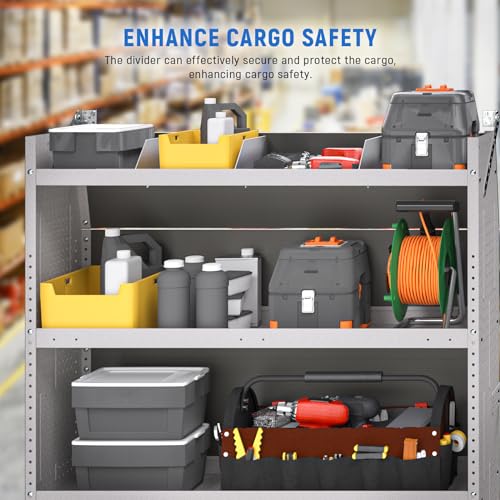 AA Products P-SH-Divider-16Top 4.3" Heightened Version Shelf Divider Shelf Accessories Designed for top Boards of 16" Depth Van Shelving Storage, Set of 3 - Grey - size: 16“D - 4.3" Heightened Version