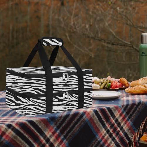 esouler Double Insulated Casserole Carrier Bag Hot & Cold Food Carrier Bag Lasagna Holder Lunch Bag for Picnics, Parties, Travel, Fits 9 x 13 Inches Casserole Dish-Zebra - color: Zebra, size: 16x10x7.2 in