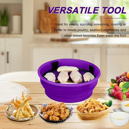 FJNATINH Collapsible Batter Bowl - Mess Free Better Breader Shaker Bowl with Lid Breading Shaker Container - Great for Fried Fish, Fried Chicken, Onion Rings, Wings,No Leak,Easy to Store,Purple - color: Purple
