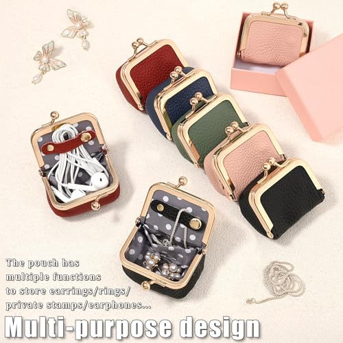 Zivyes Mini Jewelry Box Travel Small Coin Purse Organizer Case Genuine Leather Tiny Size (pink 2.9 inches long) - color: Pink-Standard