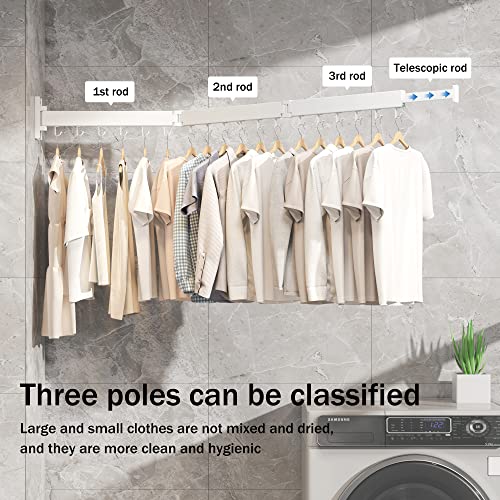 Clothes Drying Rack Wall Mounted,Drying Rack Clothing,Laundry Drying Rack Wall Mount,Collapsible Drying Racks for Laundry,Retractable,Foldable,Clothes Hanger Rack,Clothes Dryer Rack,White Color - size: Basic-White