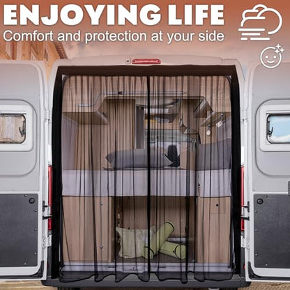 XCBYT Van Bug Screen | Magnetic Closure Bug Screen for Camping | Van Life Essentials | Universal Fit for RAM ProMaster & Ford Transit High Roof Rear Doors (79” H x 67” W) - size: Rear Door-Extra Large (79" H × 67" W)