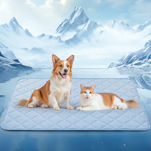 LOOBANI Dog Cooling Mat for Large Dogs - 40" x 28" Cooling Mat for Pet with Anti-Slip Bottom, Washable Q-MAX>0.5 Arc-Chill Pet Cool Mat for Dogs, Cats, Bed, Sofas, Crate, and Kennels - color: Blue, size: Large (40''x28'')