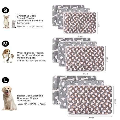3 Pack Cat and Dog Blanket Soft & Warm Fleece Flannel Pet Blanket, Great Pet Throw Sleep Mat for Puppy Cats Small Dogs Cute Star/Love/Bone (Small 23" x 15") - color: Star/Love/Bone, size: Small(23"*15")