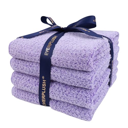 Everplush 4-Piece Premium Hand Towel Sets: Super-Soft, Highly Absorbent & Quick Drying Bathroom Towels – Versatile for Hotel, Bathroom, Shower, Spa, 16x30 Inches (Lavender, 16" x 30") - color: Lavender
