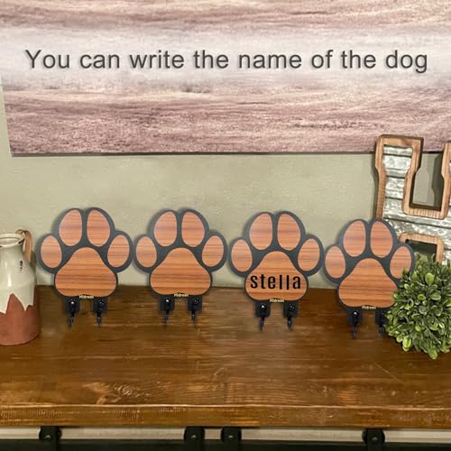 2pcs Dog Leash Holder for Wall Mount Hanger Hook,Farmhouse Wooden Dog Paws Key Rack Accessories for Rustic Home Decor - size: Single