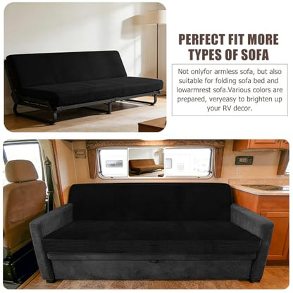 2 Piece RV Couch Covers for Sofa Bed, Stretch Elastic Camper Slipcover for RV Jackknife Sofa Bed, Washable Anti-Slip Furniture Protector, Pet Friendly & Wrinkle Free (Black) - color: Black