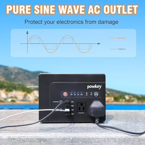 powkey 200W Portable Power Bank with AC Outlet, 146Wh Rechargeable Backup Lithium Battery, 110V Pure Sine Wave AC Outlet for Outdoor RV Trip Travel Home Office Emergency - color: Black