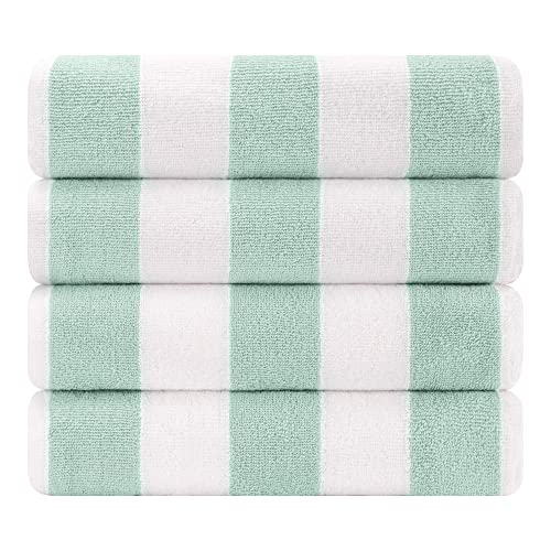 Cotton Paradise, Cabana Stripe Beach Towels 4 Packed, 30x60 inches Extra Large Pool Towels, Soft Absorbent Quick Dry, Mint - color: Mint