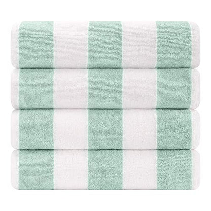 Cotton Paradise, Cabana Stripe Beach Towels 4 Packed, 30x60 inches Extra Large Pool Towels, Soft Absorbent Quick Dry, Mint - color: Mint
