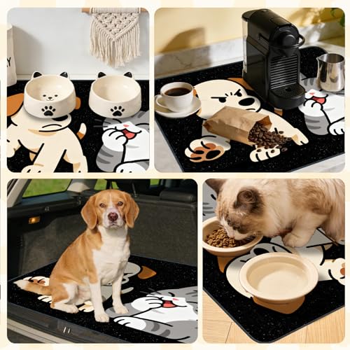 Nuxovilar Dog Supplies pet Food mat 23.62×17.71 inches Polyester mat for Dog Food and Water Bowls pet placemat Home Crate Travel - color: TT17784