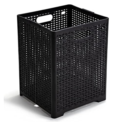Eslite 42L Collapsible Plastic Laundry Baskets,Foldable Laundry Hamper,Pack of 2 (Black) - color: Black