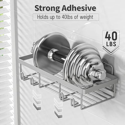 Liuoud 5 Pack Shower Caddy Organizer Rack Shelf for Inside Shower, Self Adhesive Bathroom Wall Storage Basket Rustproof Stainless Steel Large Capacity Shampoo Holder, Grey - color: Grey