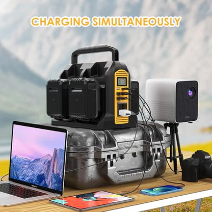 Power Inverter Compatible with Dewalt 20V Battery, 350W Outdoor Generators Convert DC 20V to AC 120V Pure Sine Wave Inverter with 6 Output Ports, LED Light for Camping Emergency
