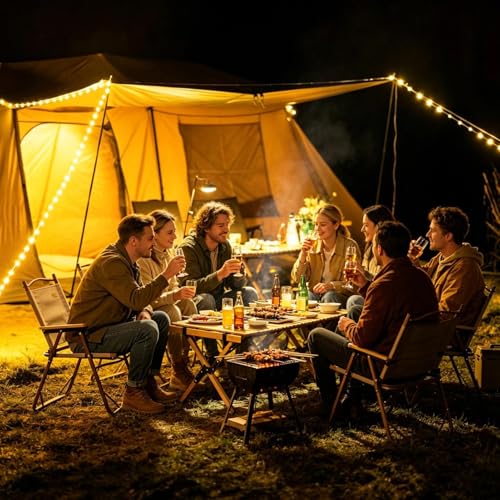 Camping String Lights - 2600mAh Portable Hook Light System, Retractable Outdoor Lantern String Set, Travel Illumination Kit | Terrace RV Awning Tent for Terrace RV Awning Tent