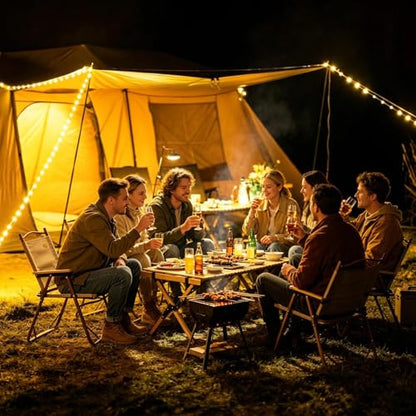 Camping String Lights - 2600mAh Portable Hook Light System, Retractable Outdoor Lantern String Set, Travel Illumination Kit | Terrace RV Awning Tent for Terrace RV Awning Tent
