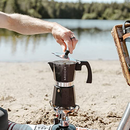 GROSCHE Milano Stovetop Espresso Maker Moka Pot 3 espresso Cup - 5 oz, Black - Cuban Coffee Maker Stove top coffee maker Moka Italian espresso greca coffee maker brewer percolator - color: Black, size: 3 espresso cups
