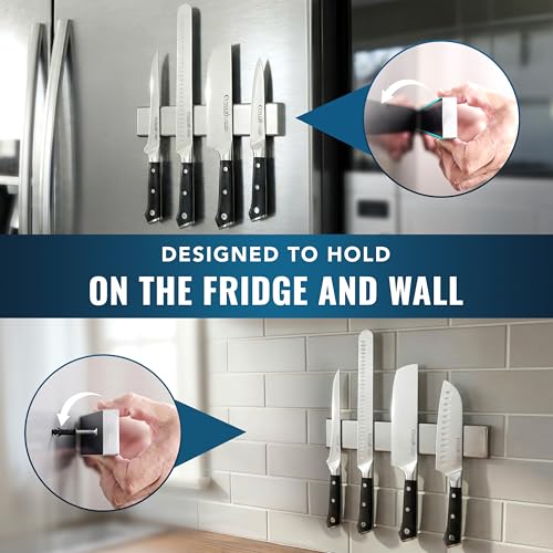 Cutluxe Magnetic Knife Holder for Wall and Fridge - 10" Stainless Steel Knife Magnetic Strip - Holds up 15 lbs, Easy to Mount, With Strong Magnets or Screws - size: 10 Inches