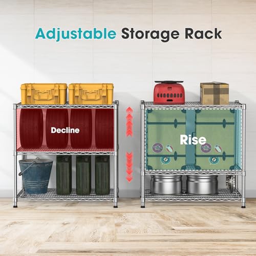 3-Shelf Metal Wire Shelving Unit Adjustable Metal Shelf Heavy-Duty Steel Storage Rack Display shelves Organizer for Office Kitchen Bathroom Laundry Pantry Basement Garage 13.97"D x 29.8"W x29.1"H - size: 3-Tier-Silver[13.97"D x 29.8"W x29.1"H]