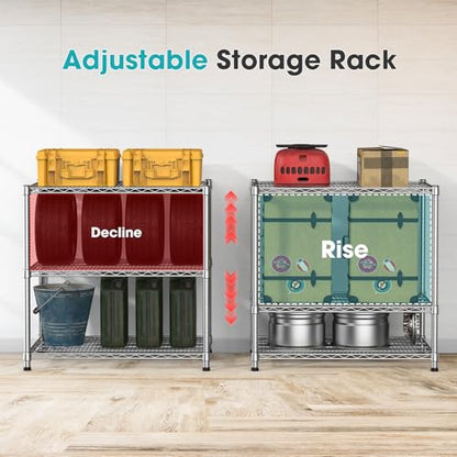 3-Shelf Metal Wire Shelving Unit Adjustable Metal Shelf Heavy-Duty Steel Storage Rack Display shelves Organizer for Office Kitchen Bathroom Laundry Pantry Basement Garage 13.97"D x 29.8"W x29.1"H - size: 3-Tier-Silver[13.97"D x 29.8"W x29.1"H]