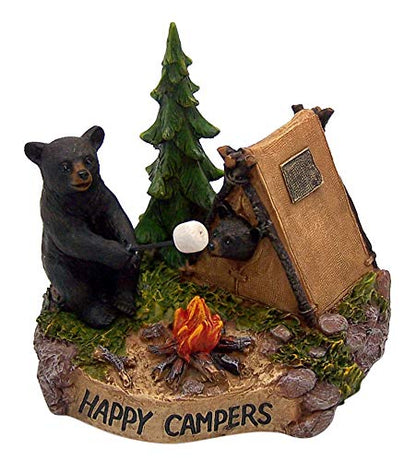Wowser Rustic Home Decor- Black Bear Camping Duo Figurine - 4.75 Inches
