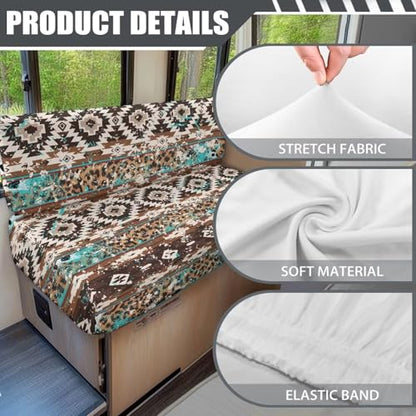 RV Sofa Covers - Aztec Leopard Stretch Camper Slipcovers for Dinette Booth & Chair (Anti-Pet Hair Furniture Protector) - color: Aztec Leopard
