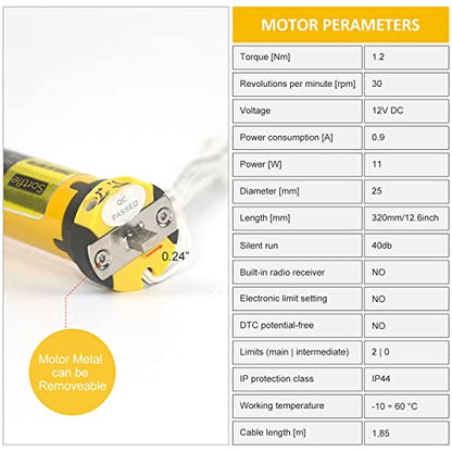 12V DC Hardwired RV Shade Motor Replacement RV Blind Motor,Window Shade Motor Build in Limit Switch and Adjust by Allen Wrench