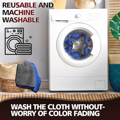2 Pack Microfiber Cleaning Cloth, 23"x 11" Extra Large Microfiber Towels, Ultra Absorbent Car Washing Towels, Reusable Lint Free Streak Free Cleaning Rags for Car, Kitchen, and Window