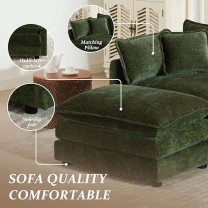 SoarFlash Chenille Sectional Sofa Armrests,Green - color: Green, size: Armrests