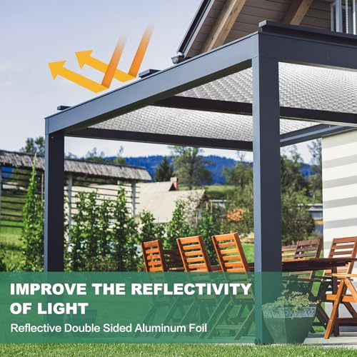 Reflective Bubble Insulation Sheet, Double Side Aluminum Foil Bubble Shield, Aluminum Foil Thermal Insulation Radiant Barrier for Windows, RV, Roof, Garage Door (59IN X 8.2FT) - size: 59IN X 8.2FT