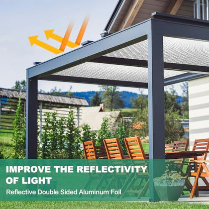 Reflective Bubble Insulation Sheet, Double Side Aluminum Foil Bubble Shield, Aluminum Foil Thermal Insulation Radiant Barrier for Windows, RV, Roof, Garage Door (47IN X 15FT) - size: 47IN X 15FT
