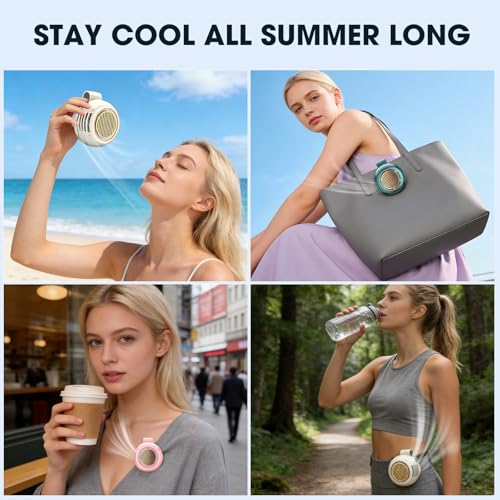 Portable Silent Mini Bladeless Fan Clip On, Mini USB Rechargeable 360° Rotatable Fan, 2026 New Adjustable 3-Speed Suspended Whirlwind Cooler Fans for Outdoor & Travel & Office (Green) - color: Green