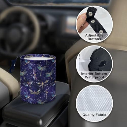 Renewold Car Trash Can Blue Dragonfly Stylish Car Organizer Storage Bag for The Back/Front/Console of Any Cars, Sedans,SUVs,Vans & Trucks, Trash Bin Automotive Garbage Cans Foldable - color: Blue Dragonfly Stylish