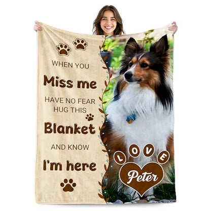 Personalized Dog Blanket with Photos, Dog Memorial Gifts for Loss of Dogs, Custom Dogs Memorial Blanket with Pictures & Name, Customized Pet Blankets Sympathy Remembrance Passing Away Gift - color: Design7