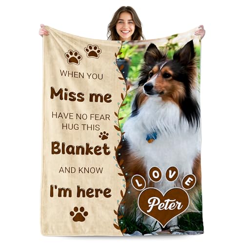 Personalized Dog Blanket with Photos, Dog Memorial Gifts for Loss of Dogs, Custom Dogs Memorial Blanket with Pictures & Name, Customized Pet Blankets Sympathy Remembrance Passing Away Gift - color: Design7