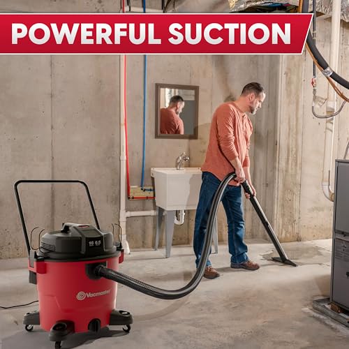 Vacmaster 16-Gallon 6.5 Peak HP† Wet/Dry Vacuum – VJH1612PF 1101, Red - size: 16 Gallon