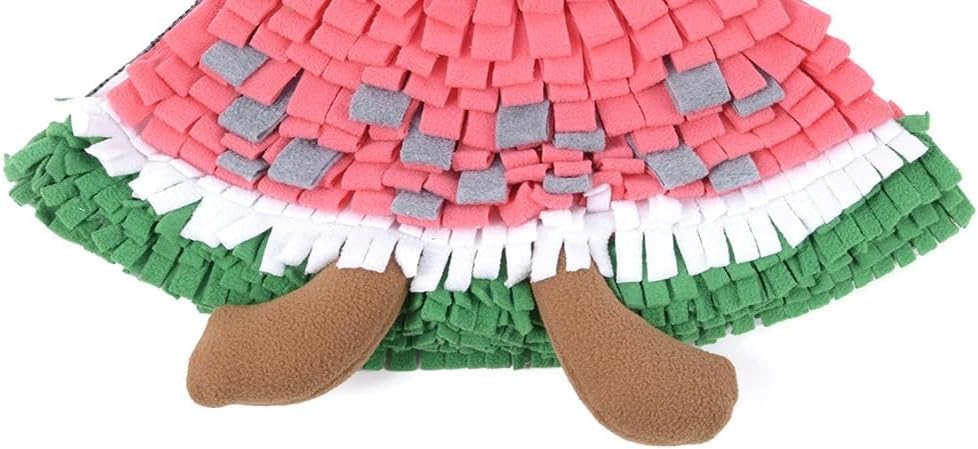Ferret Cats Snuffle Mat Fleece Foraging Mats Interactive Feeding Toy Small Animal Rabbit Guinea Pig Rat Hamster Anti Slip Treat Dispenser Slow Feeder (Watermelon) - color: Watermelon